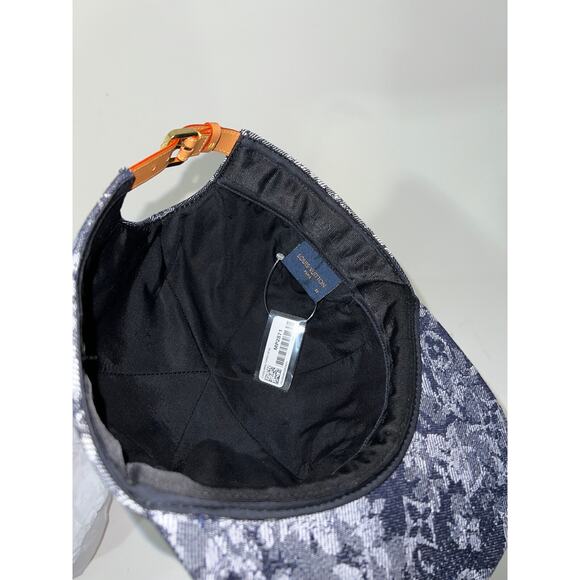 Louis Vuitton Monogram Tapestry Blue Grey LV Logo Sun Cap Baseball Hat 58cm - Picture 9 of 9